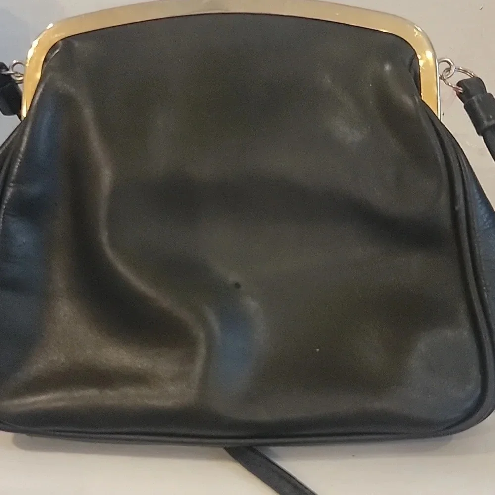 GIANI BERNINI BLACK LEATHER SMALL‎ CROSSBODY HANDBAG